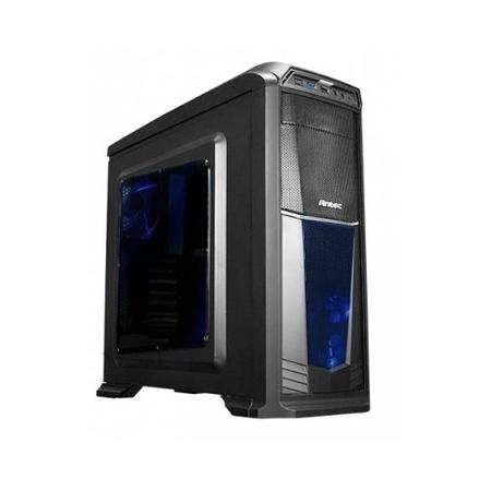 Antec GX-330 Mid Tower Gaming Case with Window & Blue LED Fans in Black