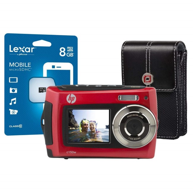 HP C150W Red Camera Kit inc 8GB Class 10 microSDHC Card & Case