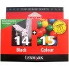 Lexmark No 14 +15 Black and Colour Return Program Ink Cartridges