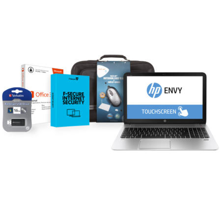 HP Envy Touchsmart Bundle Office 365 Personal 15.6" Tech Air Bag & Mouse 32GB USB Stick 1Yr F-Secure Internet Security