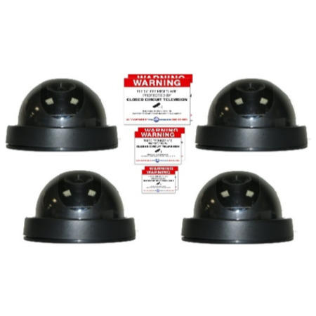 4 x Black Dome Dummy CCTV Camera and sticker pack