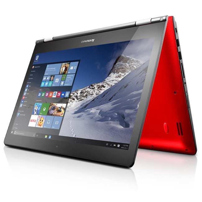 Refurbished Lenovo Yoga 500 Core i5 6200U 2.3GHz 8GB 1TB + 8GB Hybrid Dedicated 2GB GT 920M Graphics 14" Touchscreen Windows 10 Laptop Red