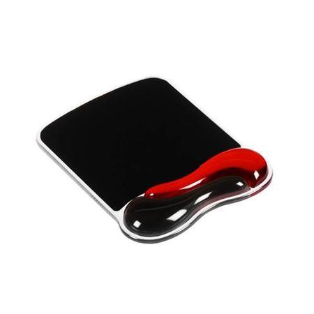 Kensington Duo Mouse Mat Pad with Wrist Rest Gel Wave Red and Black