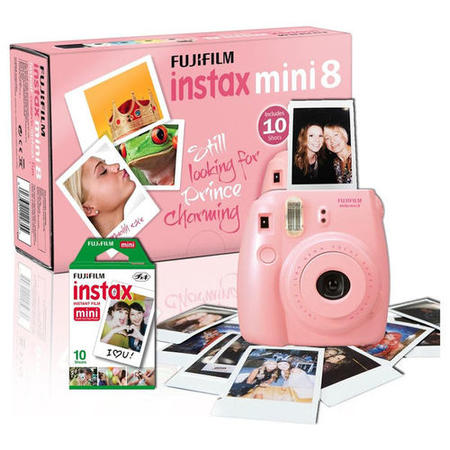 Fuji Instax Mini 8 Instant Camera in Pink + 10 Shots