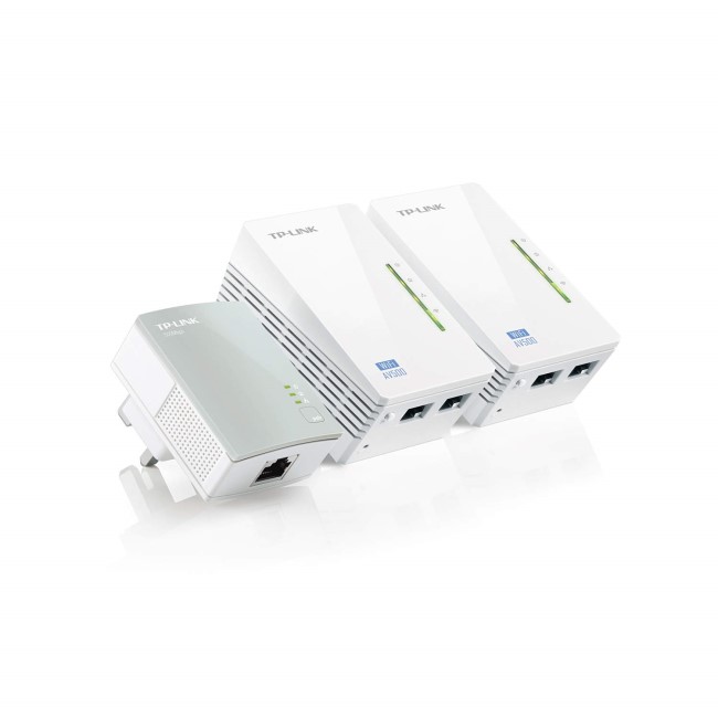 AV500 Powerline WiFi Extender with 2 LAN ports 3 units pack