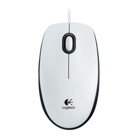 Logitech M100 White Optical Wired Mouse - USB