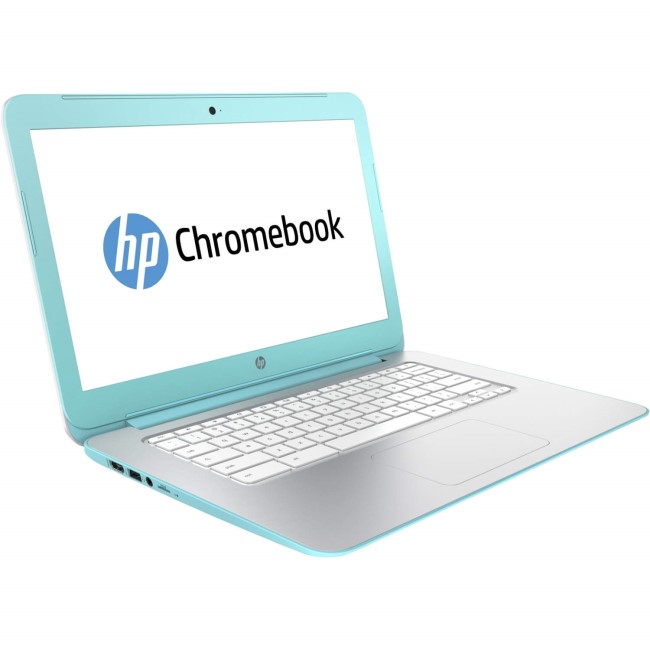 Refurbished Grade A1 HP Chromebook 14-x030nr Quad Core 2GB 16GB SSD 14 inch Chromebook in White & Turquoise