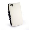 Polka-Hot faux leather purse for Apple iPhone 4S / 4 / 4G - Black/White - Free Screen Protector