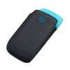 Blackberry Pocket - Pouch for cellular phone - black with sky blue trim - for Curve 9350 9360 9370