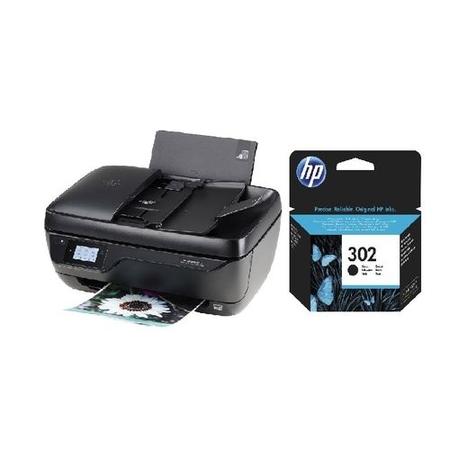 Ex Display HP OfficeJet 3830 A4 All In One Wireless Injet Colour Printer + HP 302 Black Original Ink Cartridge 