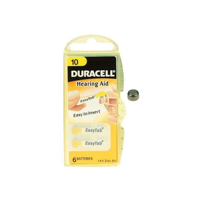 Duracell DA10 1.4v Hearing Aid Battery 1 x 6 Pack