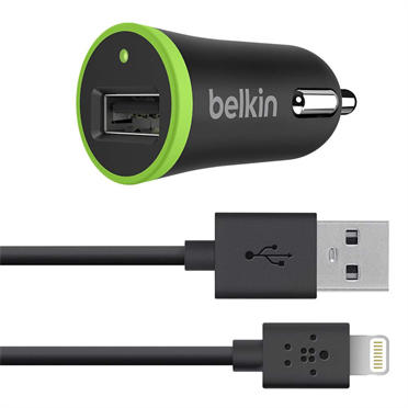 Belkin Micro Car Charger 1 Amp with Removable Charge / Sync Lightning Cable for Apple iPhone/ iPad