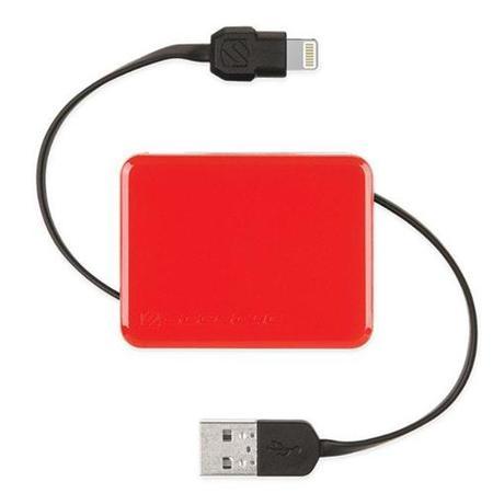 Retractable Charge & Sync Cable wit KeyChain for new Apple devices - Red