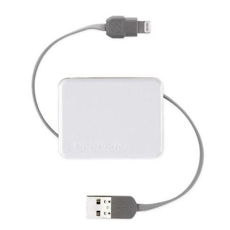 Retractable Charge & Sync Cable wit KeyChain for new Apple devices - White