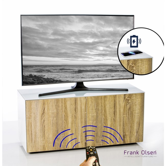 Frank Olsen INTEL1100WOK White and Oak TV Cabinet for up to 55'' TVs