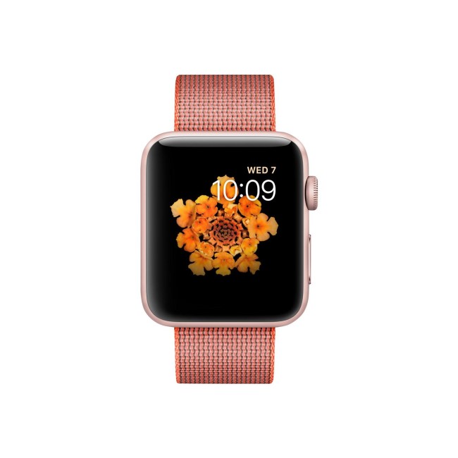 Apple Watch 2 42MM Rose Gold Aluminium Case Orange/Anthracite Woven Nylon Band