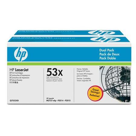 HP LaserJet Q7553X Dual Pack Black Print Cartridges