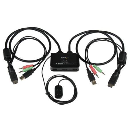 StarTech.com 2 Port USB HDMI&reg; Cable KVM Switch with Audio and Remote Switch – USB Powered