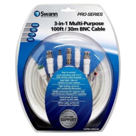 Swann 30m 3-in-1 Multi-Purpose BNC Cable for Swann CCTV