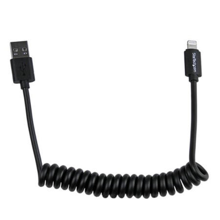 StarTech.com 0.6m 2ft Coiled Black Apple&reg; 8-pin Lightning Connector to USB Cable for iPhone / iPod