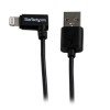 StarTech.com 1m 3ft Angled Black Apple&amp;reg; 8-pin Lightning Connector to USB Cable for iPhone / iPod /