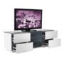 London gloss White and Black glass Factory Assembled Packed TV Cabinet 1500x500x420mm 4 Drawers Plus