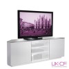 UKCF Milan Gloss White and White Corner TV Cabinet - Up to 55 Inch