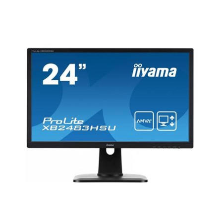 Iiyama XB2483HSU-B1 24" LCD LED-Backlit Height Adjustable Monitor Full HD 1920 x 1080 16_9 Black Bezel 2 x 2W Built-In Speakers DVI-D HDMI.