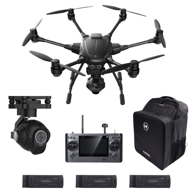 Yuneec Typhoon H Pro Sonar Collision Avoidance Camera Drone With CGOET Thermal Camera GCO3+ 4K Camera Three Batteries & Softshell Backpack