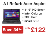 A1 Refurbished Acer Aspire ES1-111M Celeron N2840 2GB 32GB SSD 11.6 inch Windows 8.1 Laptop in Black