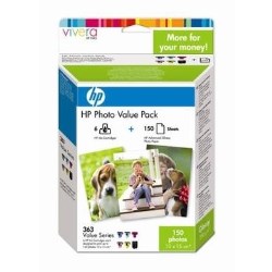 Hewlett Packard HP 363 Series Photo Value Pack print cartridge paper kit
