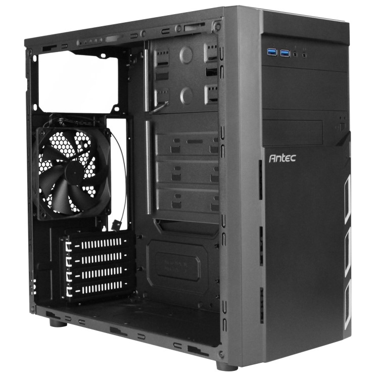 Antec VSK3000 Elite Micro ATX Case No PSU 12cm Fan USB 3.0 Black
