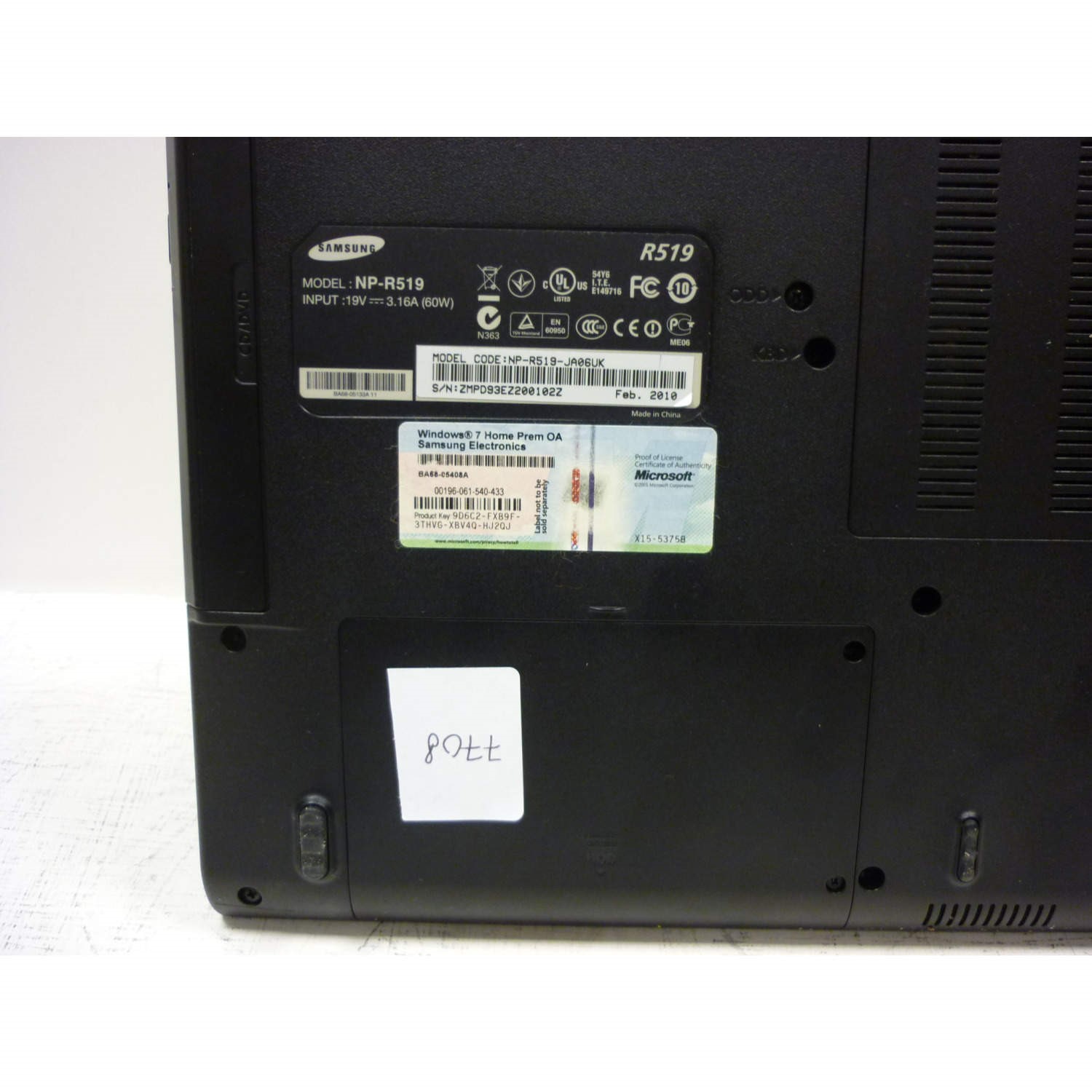 Preowned T2 Samsung R519 Pentium T4300 2.1 GHz 15.6