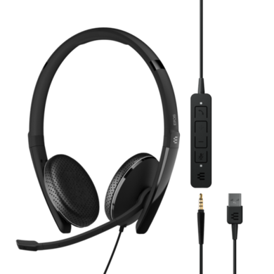 EPOS ADAPT 165 USB II Double Sided On-ear Stereo with 3.5mm Jack and detachable USB Cable with in-line Call Control Microphone Headset