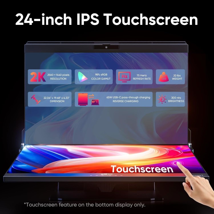 Mobile Pixels Geminos X Dual 23.8" IPS QHD USB-C Portable Monitor