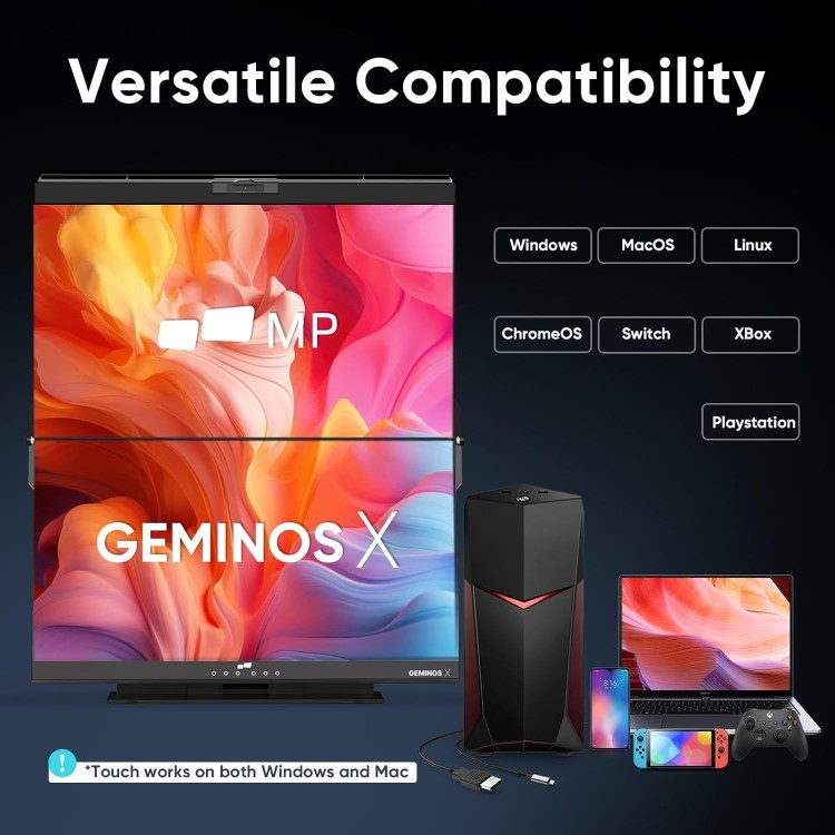 Mobile Pixels Geminos X Dual 23.8" IPS QHD USB-C Portable Monitor