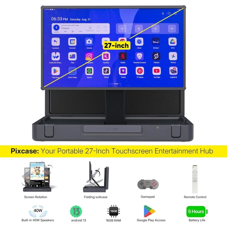 Mobile Pixels Pixcase 27" Full HD 10-Point Multi-touch USB-C Portable Monitor