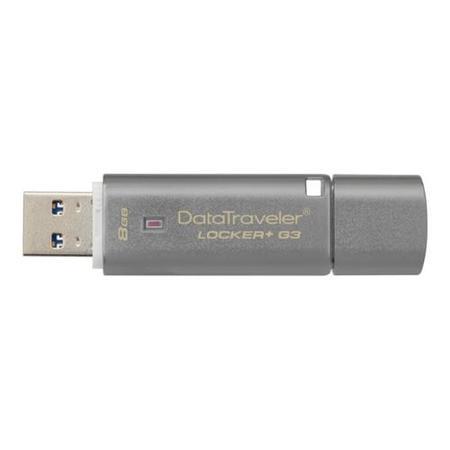 Kingston DataTraveler Locker+ G3 Hardware Encrypted 8GB USB 3.0 Secure Flash Drive