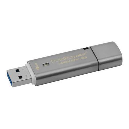 Kingston DataTraveler Locker+ G3 Hardware Encrypted 8GB USB 3.0 Secure Flash Drive