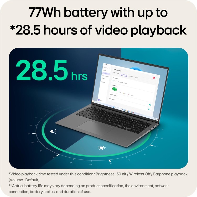 LG Gram 16Z90TL-G Hybrid AI Copilot Intel Core Ultra 7 16GB RAM 1TB SSD 16 Inch Windows 11 Laptop