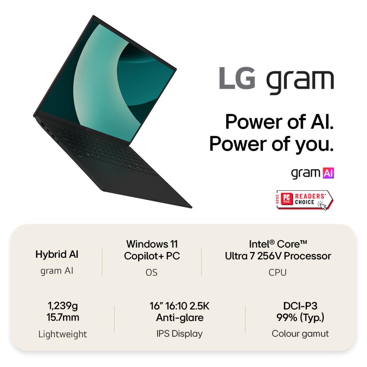 LG Gram 16Z90TL-G Hybrid AI Copilot Intel Core Ultra 7 16GB RAM 1TB SSD 16 Inch Windows 11 Laptop