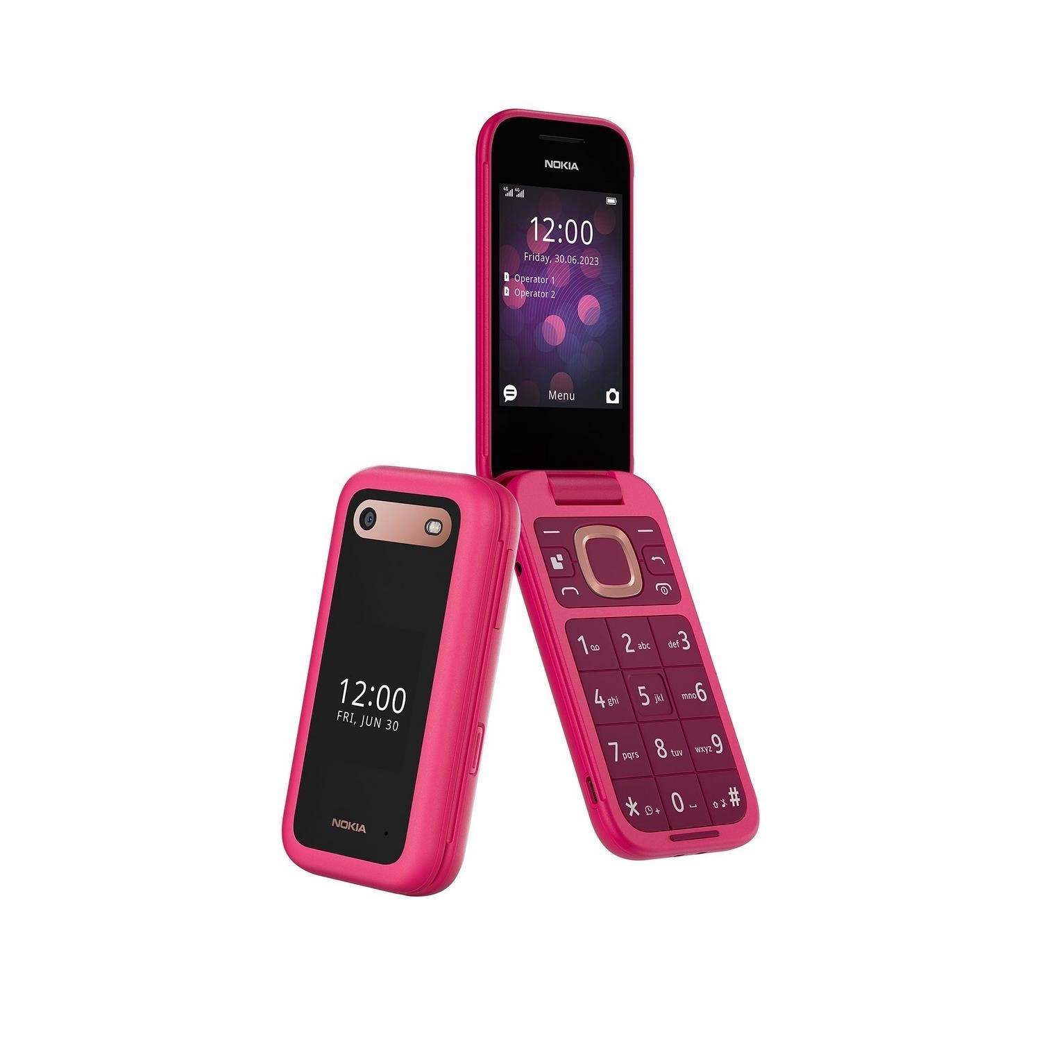 Nokia 2660 Flip 128MB 4G SIM Free Mobile Phone - Pop Pink - Laptops Direct