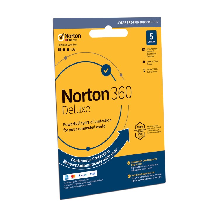 Norton 360 Premium Internet Security - 5 Devices - 12 Month Subscription - Electronic Download
