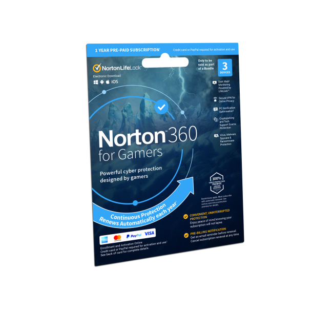 Norton 360 for Gamers Internet Security with VPN 3 Devices 12 Month Subscription