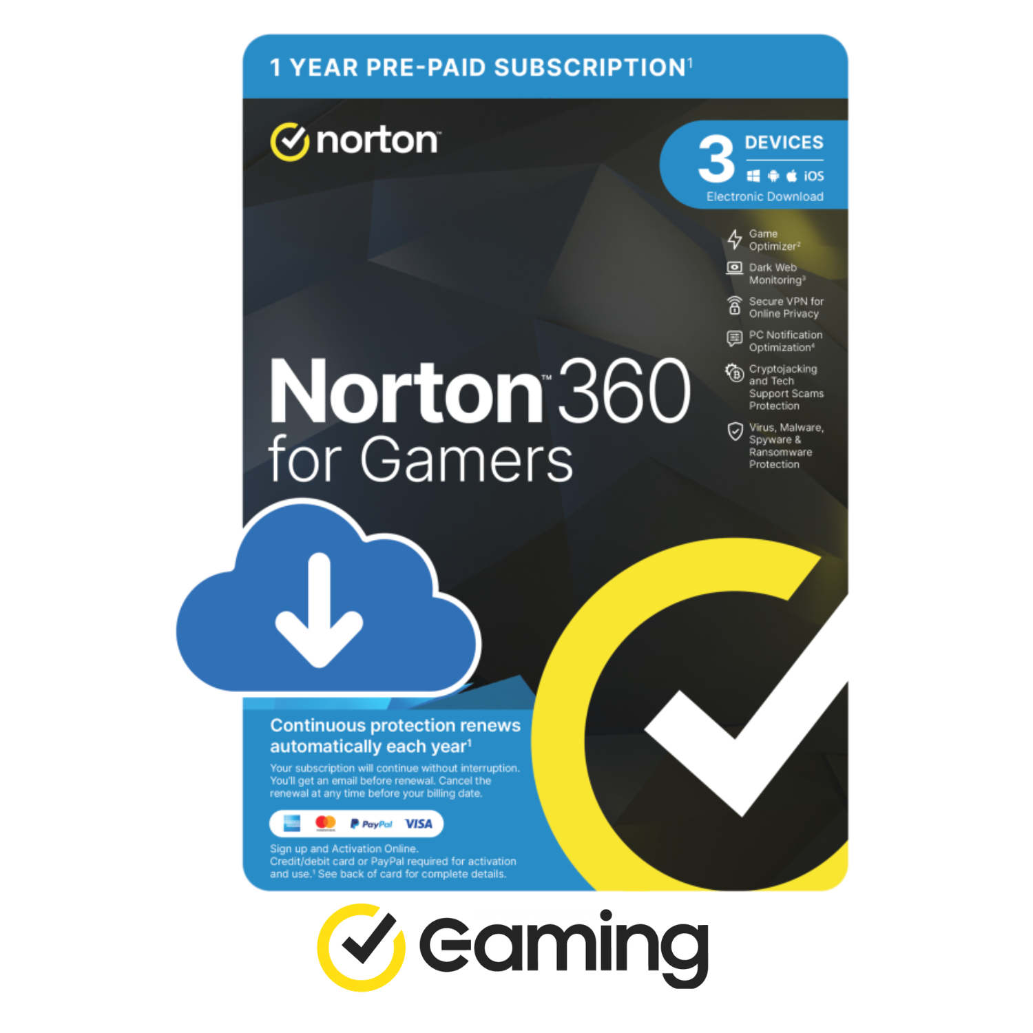 360 Deluxe Gaming Internet Security VPN 3 Devices 12 Month Subscription