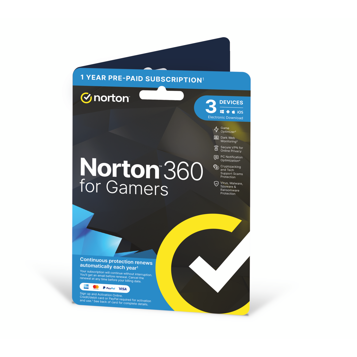 Norton 360 Deluxe For Gamers 1 User 3 Device 12 Month Subscription Free Bundle Dark, Laptops Direct - 21465774