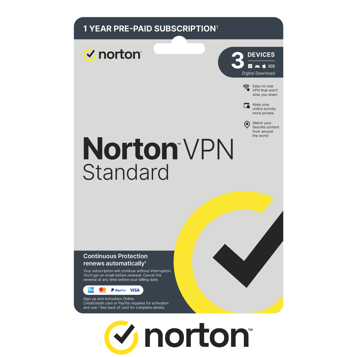 Image of Norton VPN Standard 1 User 3 Devices 12 Months Subscription 21468689-GIVEAWAY