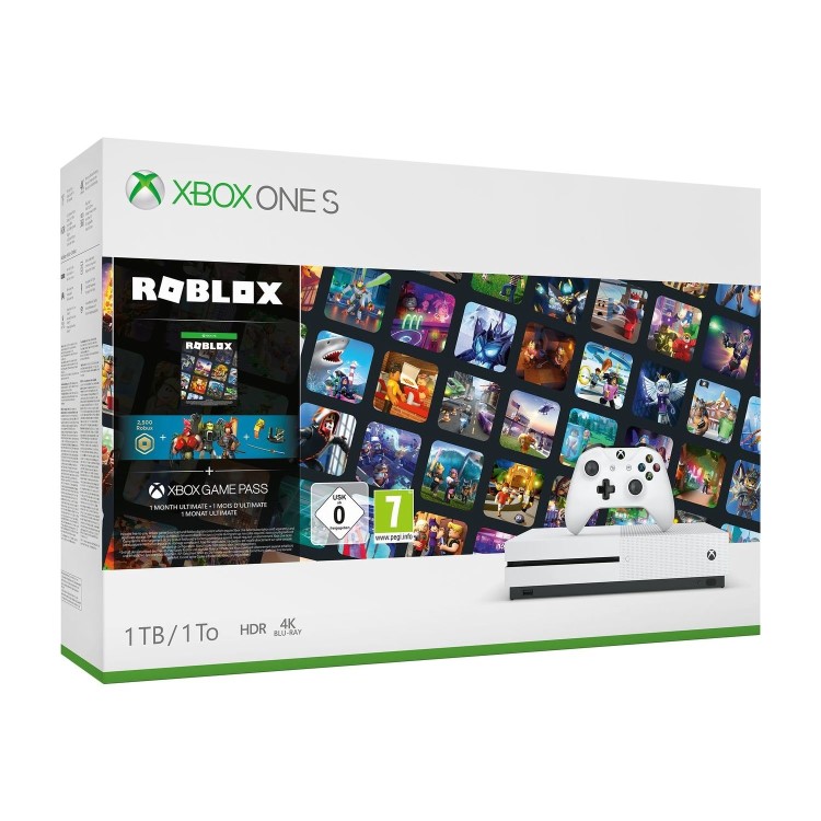 Microsoft Xbox One S 1TB with Roblox 3 Roblox Avatar Bundles and 1 Month Game Pass - White
