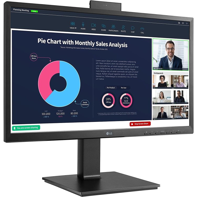 LG 24BP750C 23.8" Full HD IPS USB-C Full Ergonomic Monitor with WebCam
