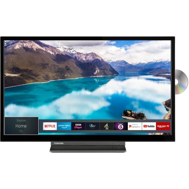 GRADE A3 - Toshiba 24WD3A63DB 24" HD Ready Smart LED TV with built in DVD Player & Alexa